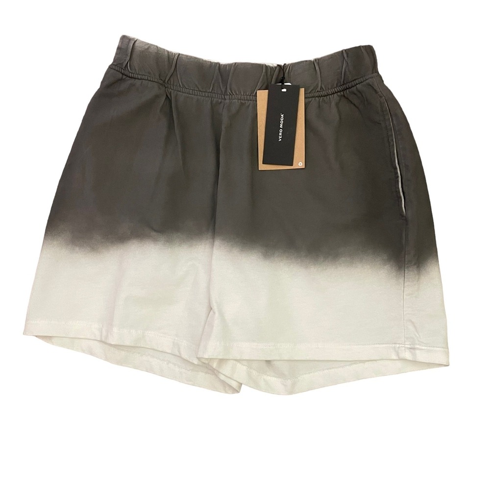 Vero Moda Women Sweat Shorts S Gray Ombre Cotton Cozy Lounge‎ Scandi Soft Grunge